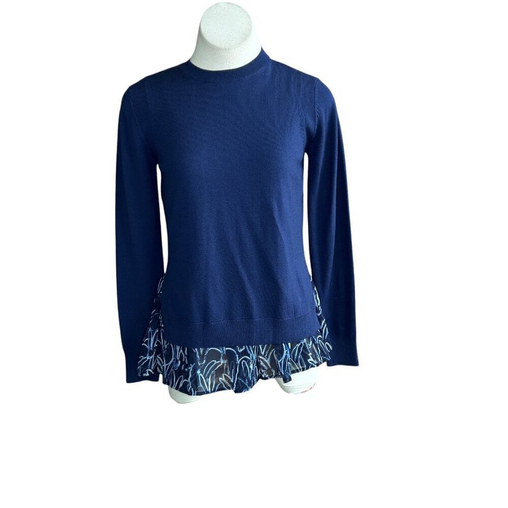 Grey Jason Wu Blue Crewneck Sweater Blouse Attached Size Small